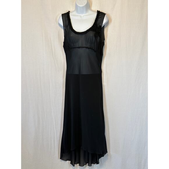 VTG CDC Dress Black 10 Sheer 2 Layers Asymmetrical Whimisgoth Dark Fairy - Picture 16 of 16